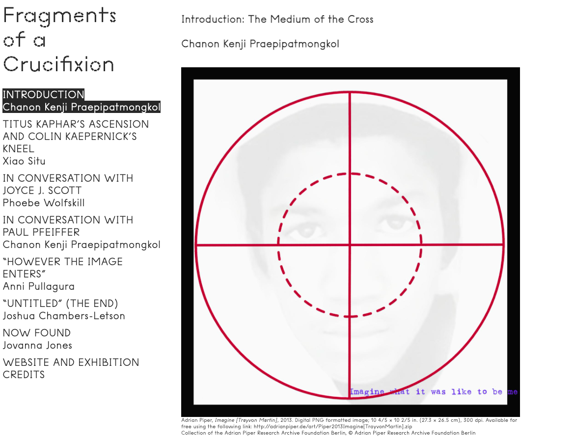 Screenshot of Fragments of a Crucifixion exhibition website